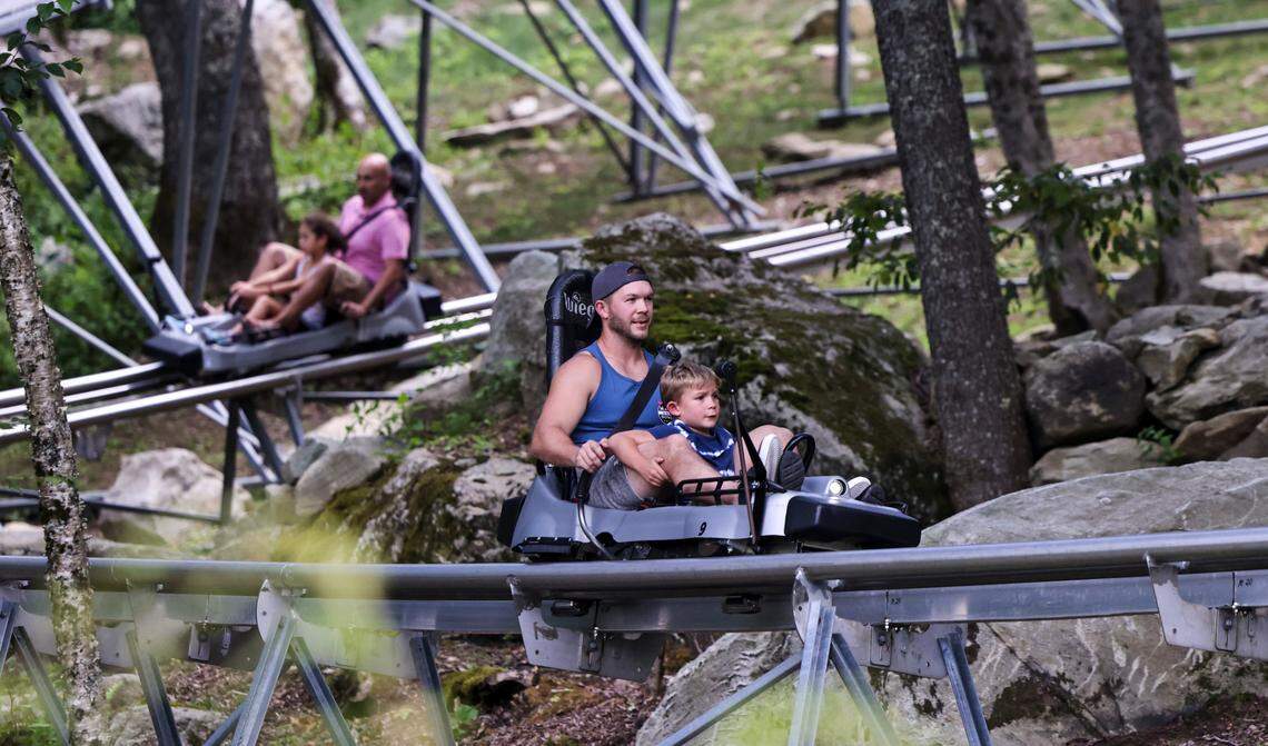 The Wilderness Run Alpine Coaster in Banner Elk features a 770 foot ascent followed by a 3,160-foot gravity propelled run.
