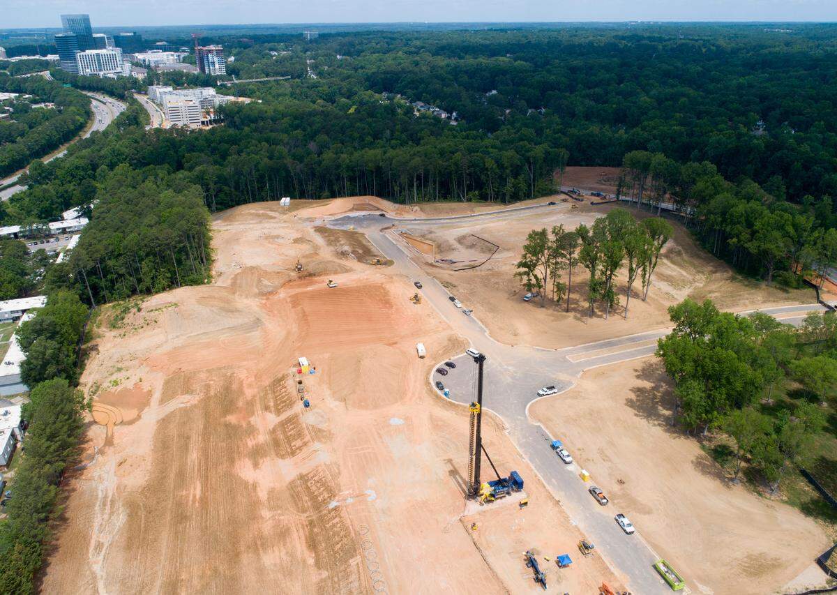 The Exchange Raleigh will be a new 40-acre development will include office space, retail and restaurant space, a hotel, and residential units. Photographed Tuesday, June 7, 2022.