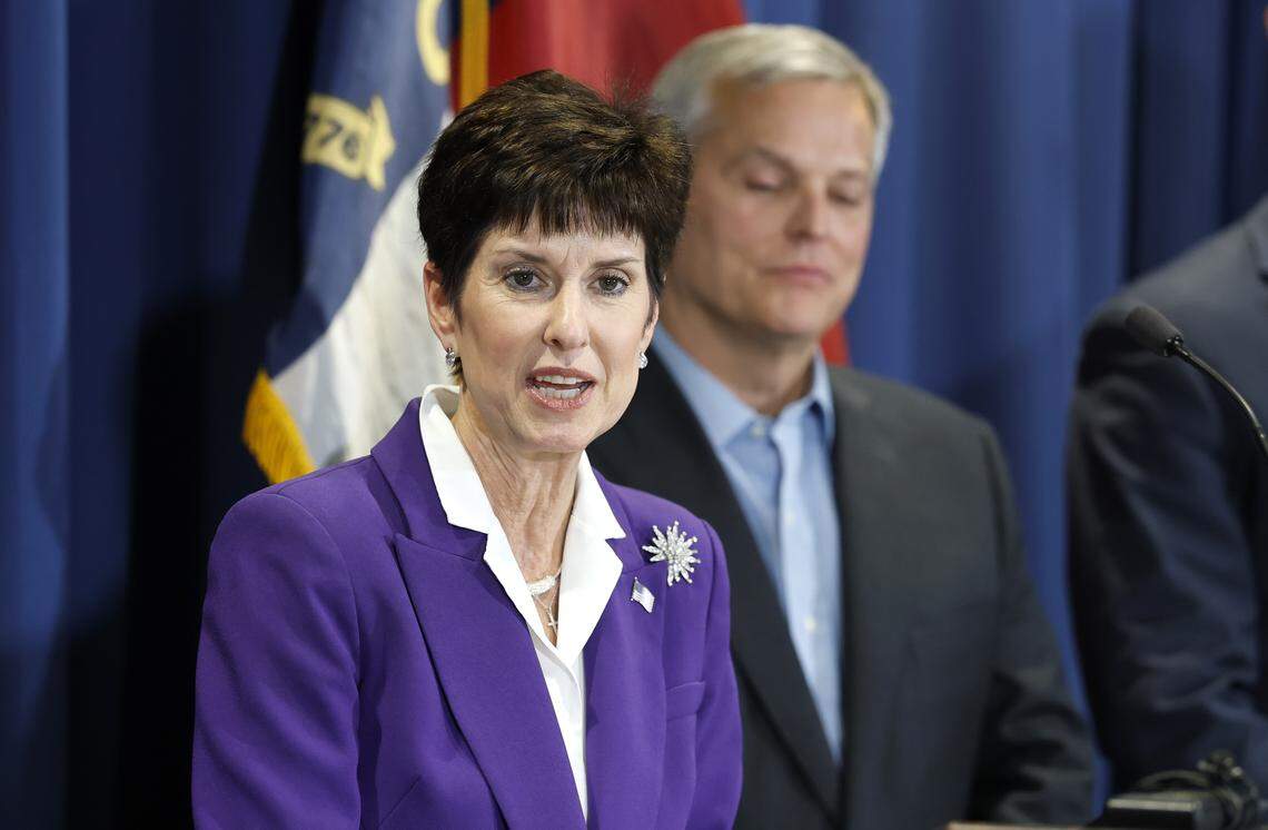 N.C. Secretary of Information Technology Teena Piccione speaks during a press conference in Raleigh, N.C., Tuesday, Sept. 2, 2025.