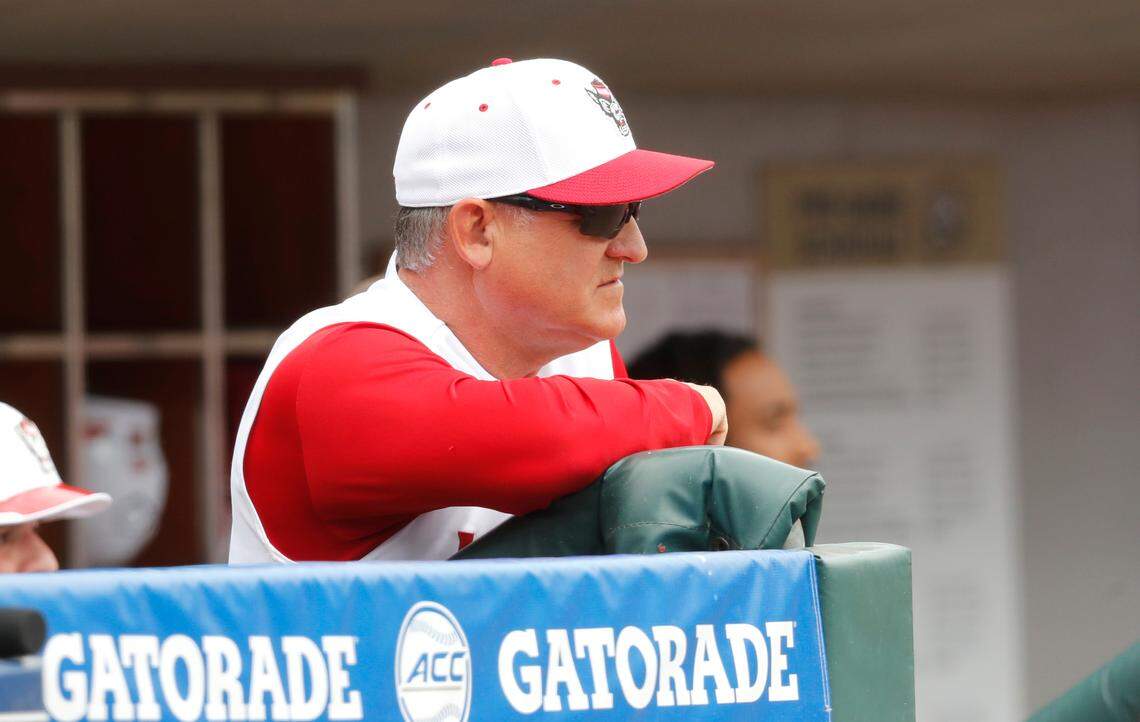 N.C. State head coach Elliott Avent watches during N.C. State’s game against Duke in the ACC Baseball Championship game at Truist Field in Charlotte, N.C., Sunday, May 30, 2021.