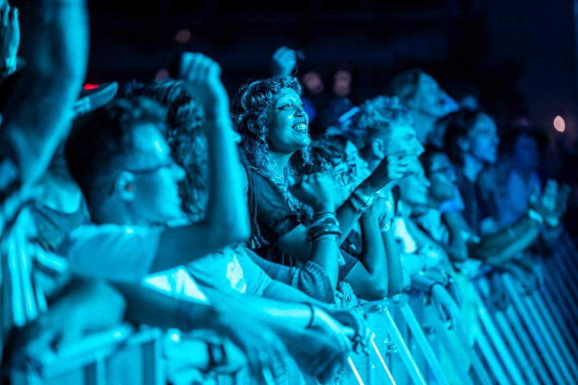 Fans watch as the Digable Planets perform Day 2 of the Hopscotch Music Festival Friday, Sept. 8 2023 at City Plaza in Raleigh.