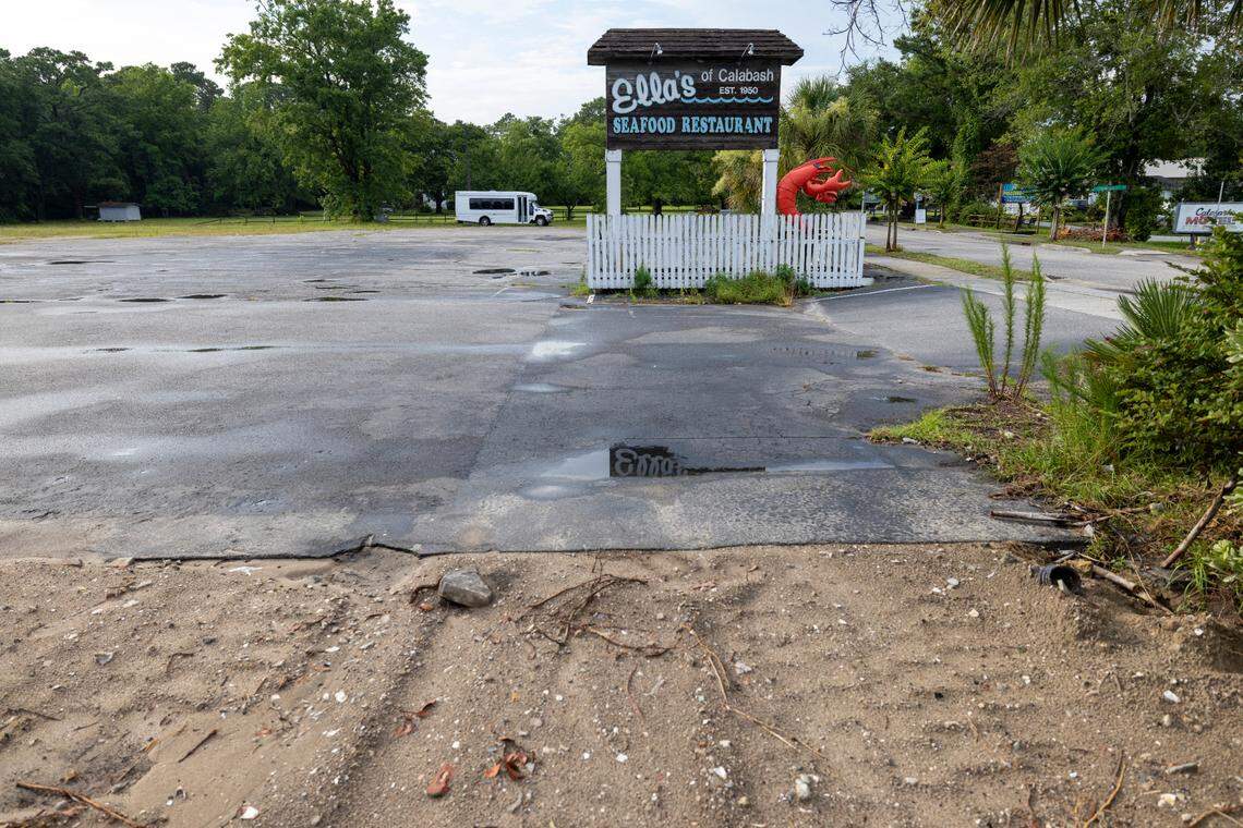 The remnants of a fire that destroyed the famed Ella’s Restaurant in 2023 have been removed as the owners being the process of rebuilding on Thursday, June 27, 2024 in Calabash, N.C.