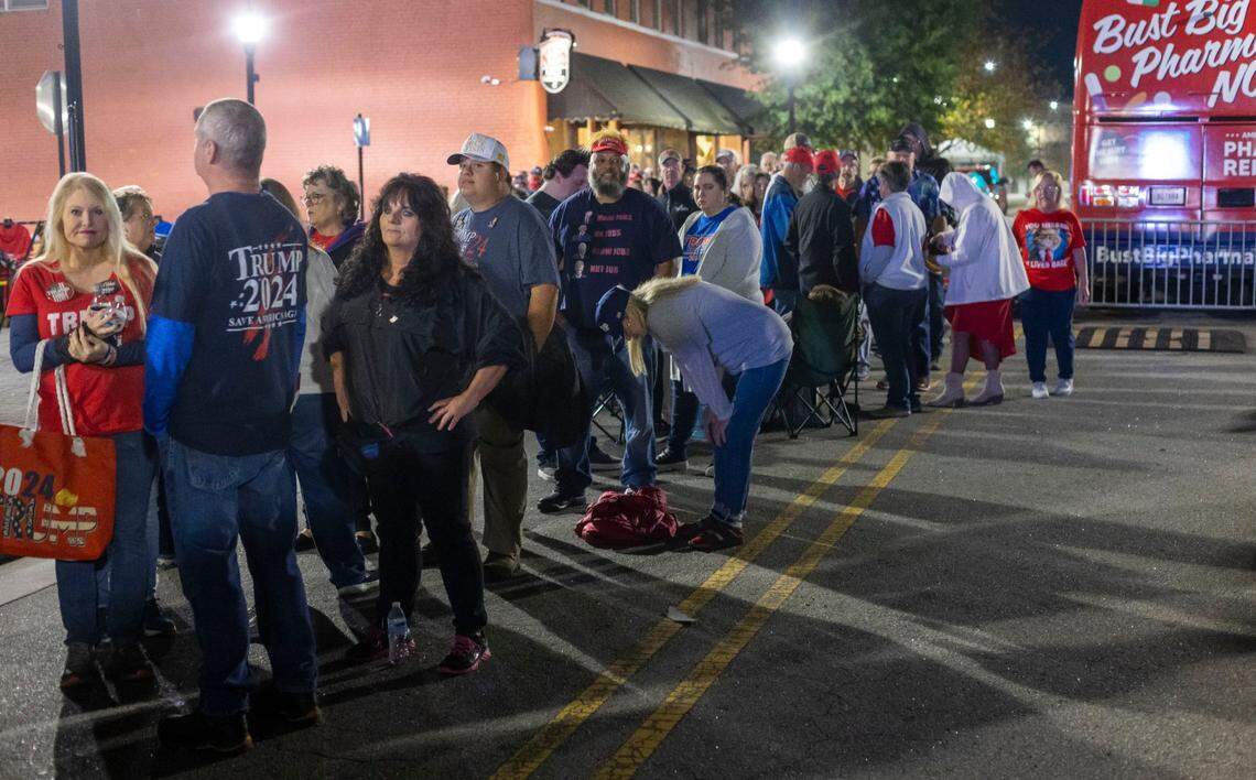 By 6 a.m. more than 200 people were in line to enter a 1 p.m. rally for Republican presidential nominee former President Donald Trump on Wednesday, October 30, 2024 at the Rocky Mount Event Center in Rocky Mount, N.C.