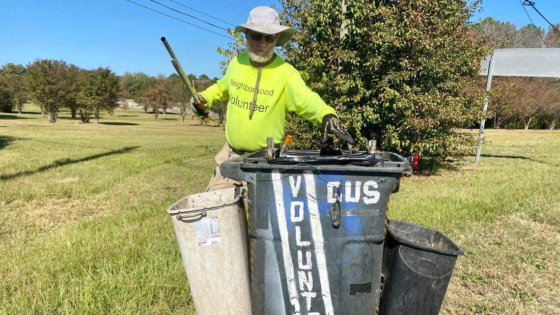 His hobby is collecting highway trash — 6,272 bags so far, more than anyone in NC