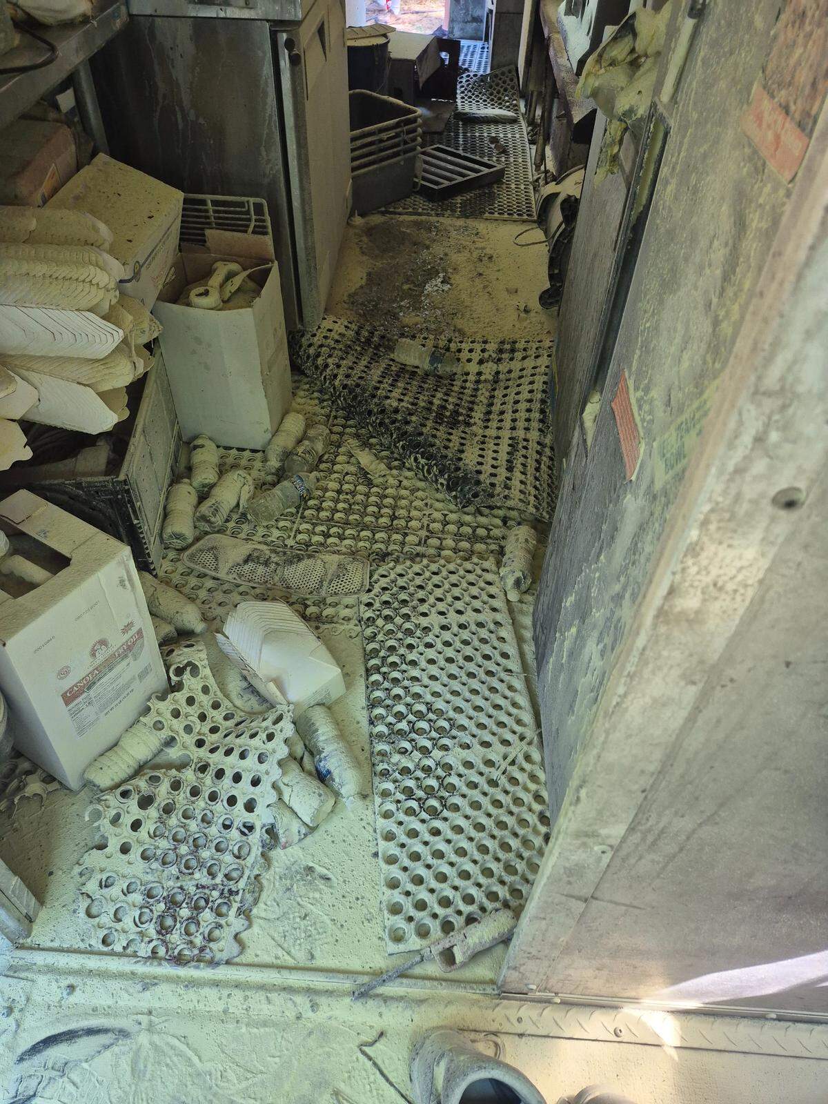 An inside look of the damage to the food truck at the Shakori Hills Festival. A propane gas leak caused an explosion and sent two workers to the hospital.
