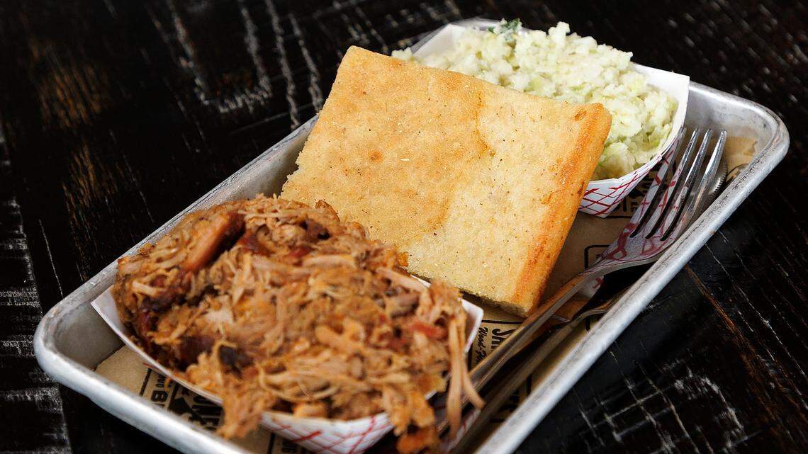 A BBQ tray at Sam Jones BBQ in Raleigh.