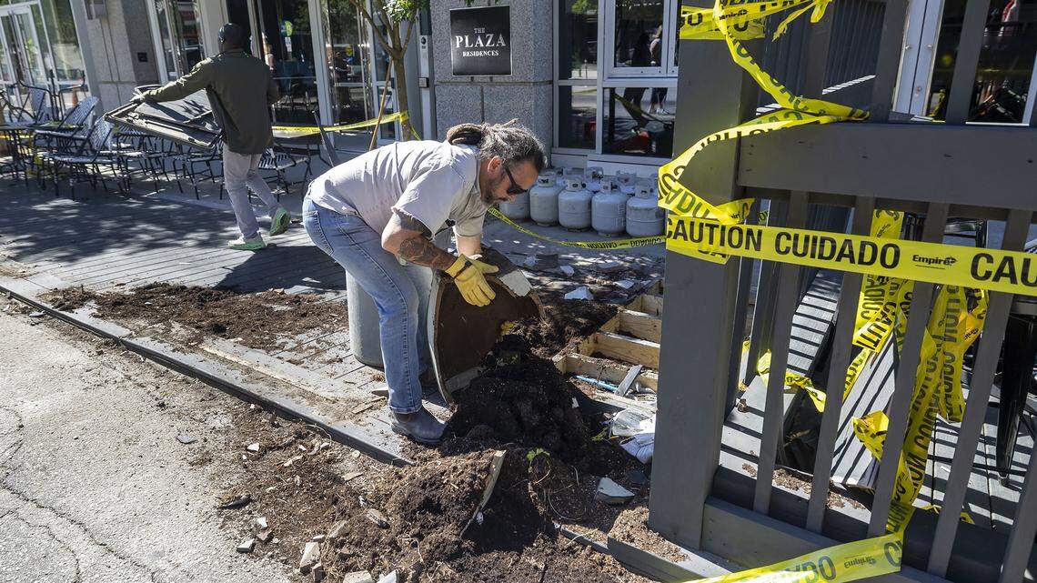 Car slams into restaurant patio in downtown Raleigh; hit-and-run reported