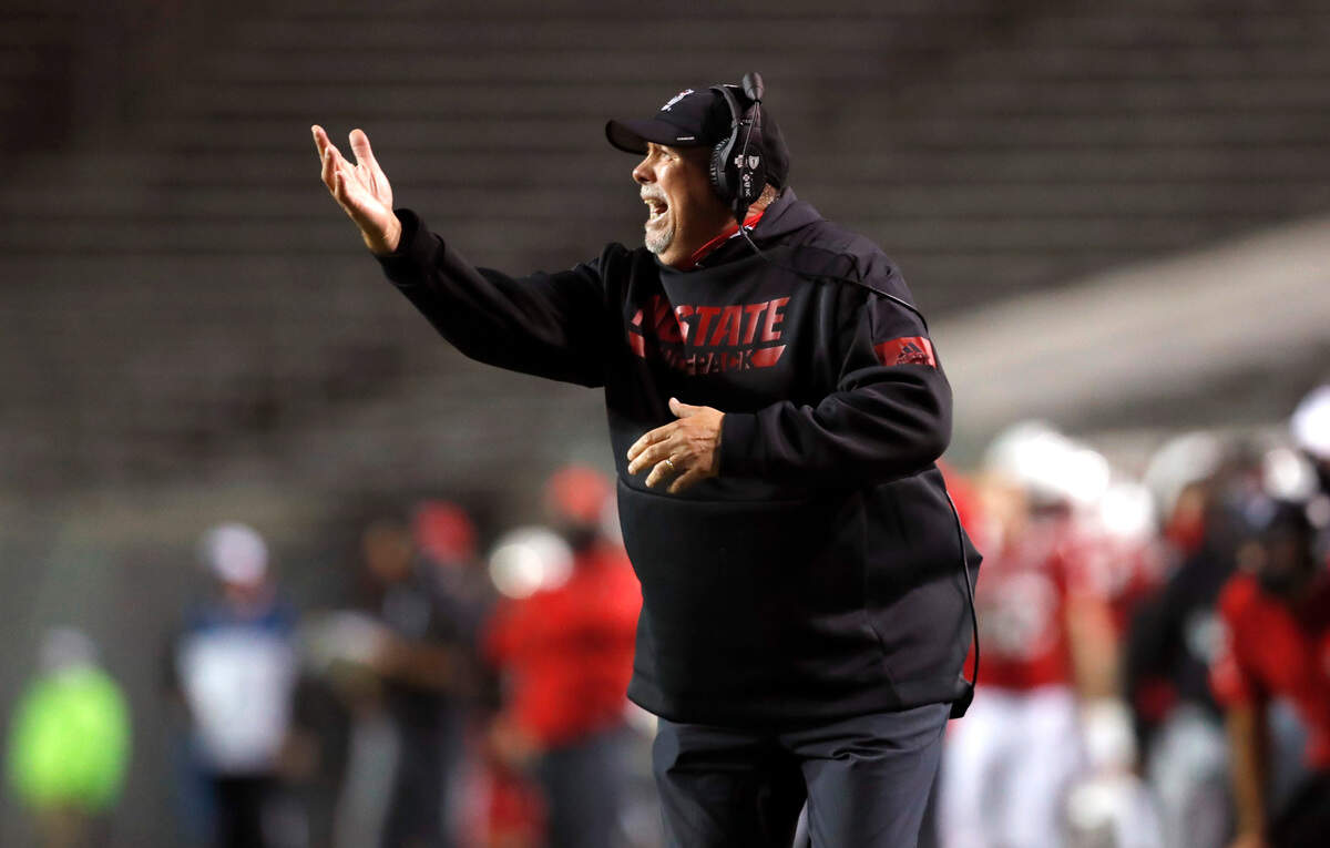 N.C. State defensive line coach Charlie Wiles yells instructions during the first half of N.C. State’s game against Wake Forest at Carter-Finley Stadium in Raleigh, N.C, Saturday, Sept. 19, 2020.