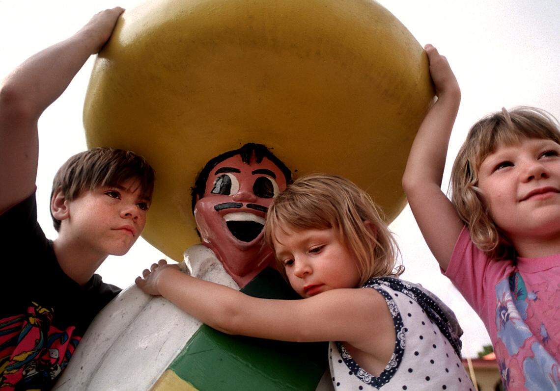 Billboards advertising South of the Border encourage kids to pester their parents until they stop at the roadside attraction in Dillon County, South Carolina. 