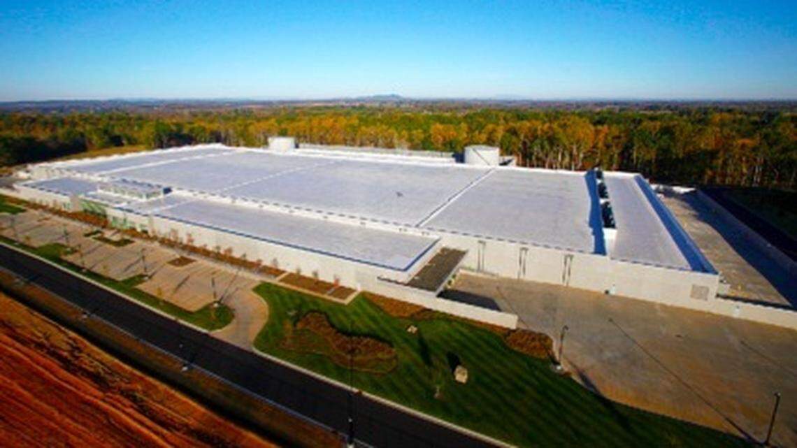 Apple plans to spend and invest more than $500 billion in the U.S. over the next four years, including expanding its data center capacity in North Carolina. Shown, the Apple data center in Maiden.