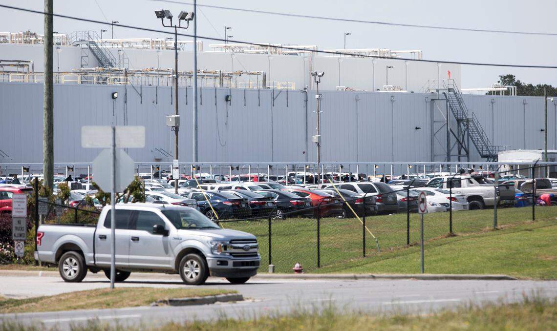 At least one employee of the Smithfield pork processing plant in Tar Heel, N.C., pictured here on Wednesday, April 22, 2020, has tested positive for COVID-19. The Bladen County plant is the largest pork processing facility in the world.