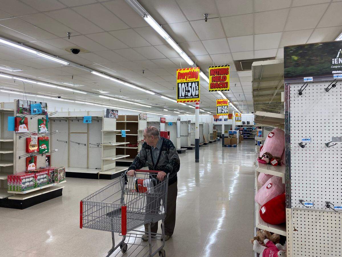 Many shelves are bare -- but being restocked -- at the “Big K” Kmart store on Six Forks Road in Raleigh, N.C., photographed on December 30, 2019.