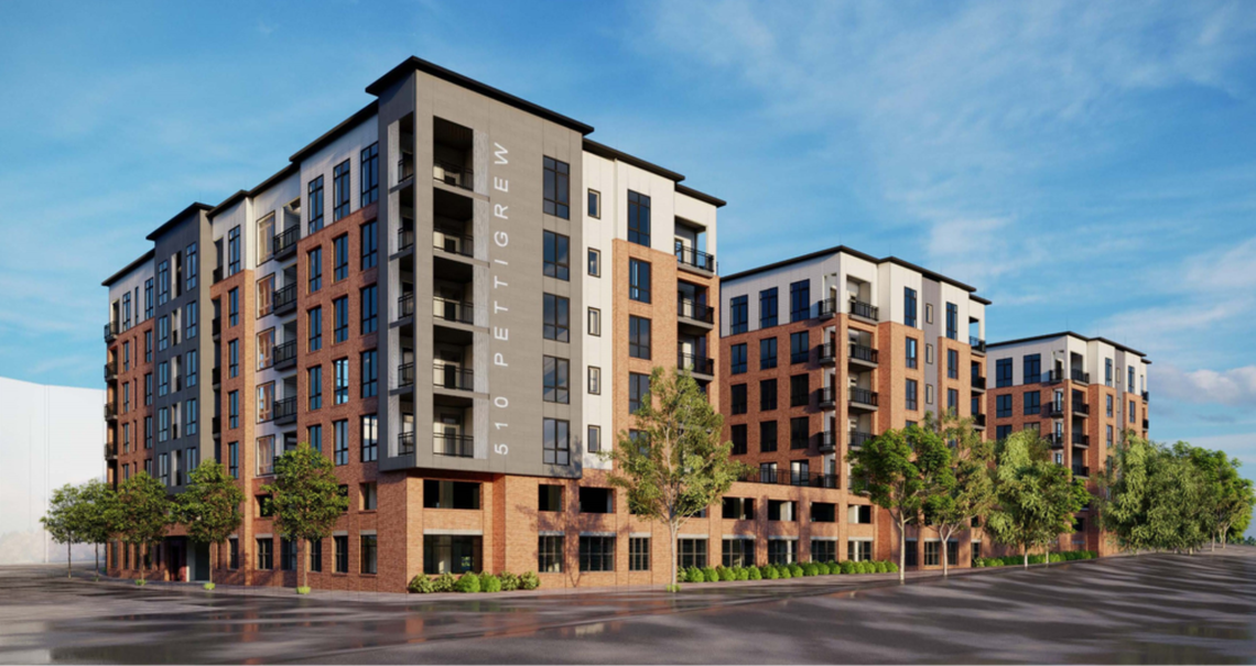 The Ramsey at 510 E. Pettigrew Street is an upcoming 241-unit luxury apartment building from Park Grove Realty, a Rochester, New York-based company who initially submitted plans for it in 2019.