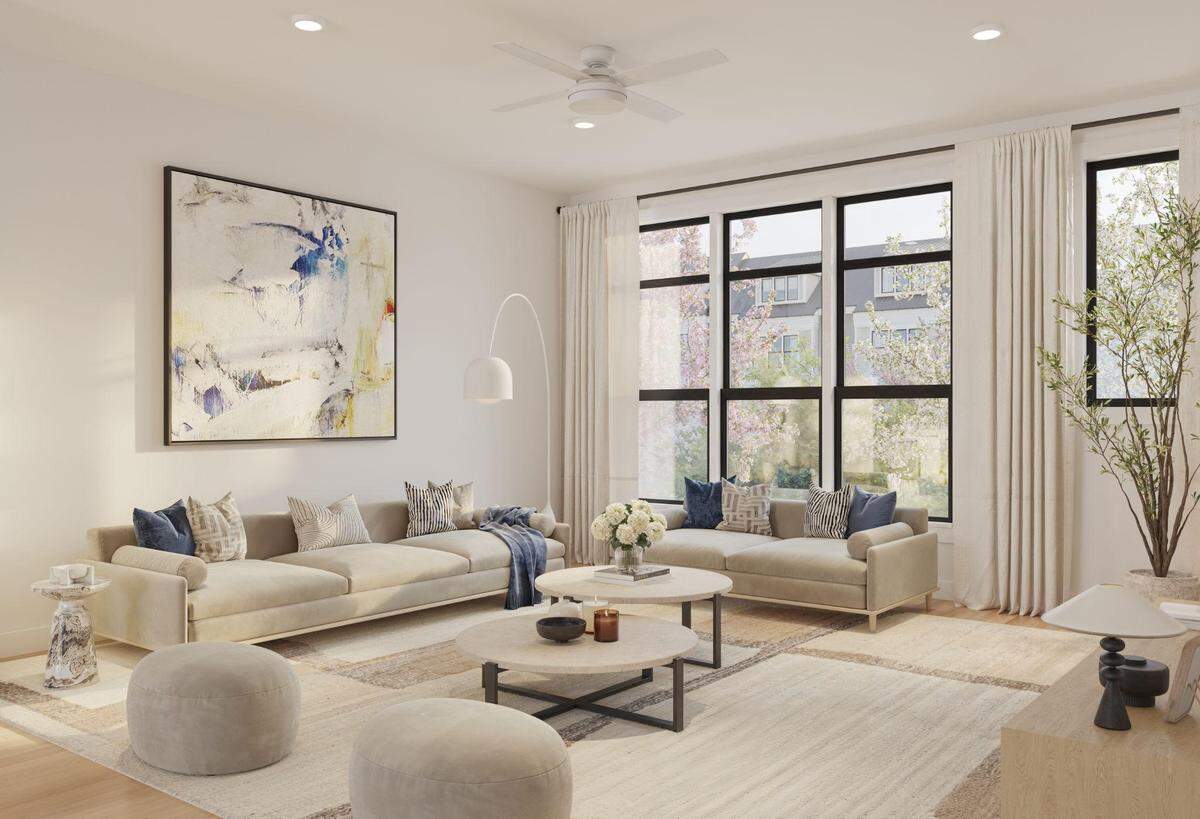 A rendering of the interior in a condo at Elm Hill in Durham.