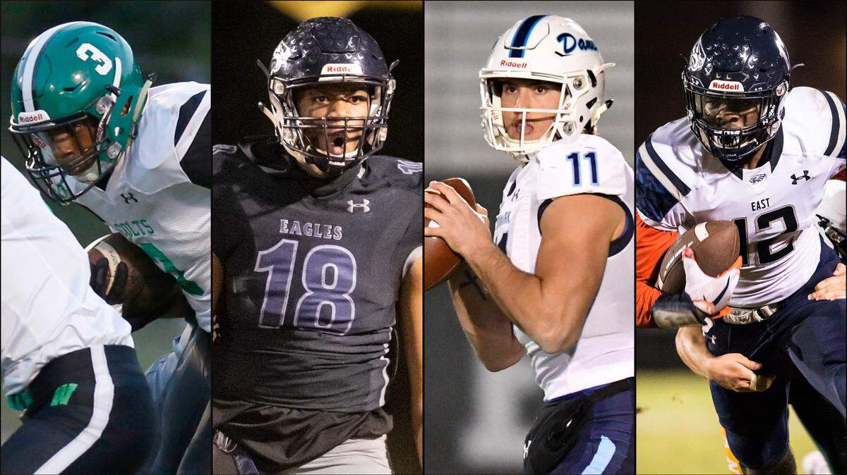 Players who have committed to N.C. State’s football team include, from left, Jordan Poole, Zyun Reeves, Aaron McLaughlin and Micah Crowell.