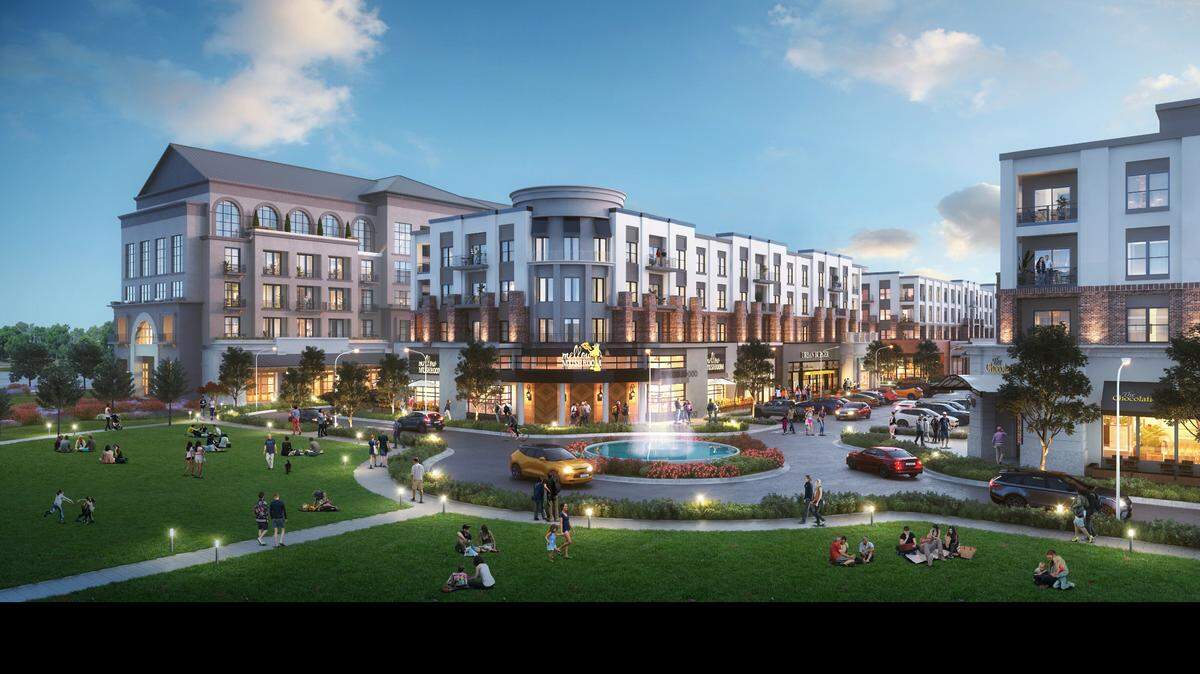 A rendering of Flowers Plantation’s new Waterfront District.