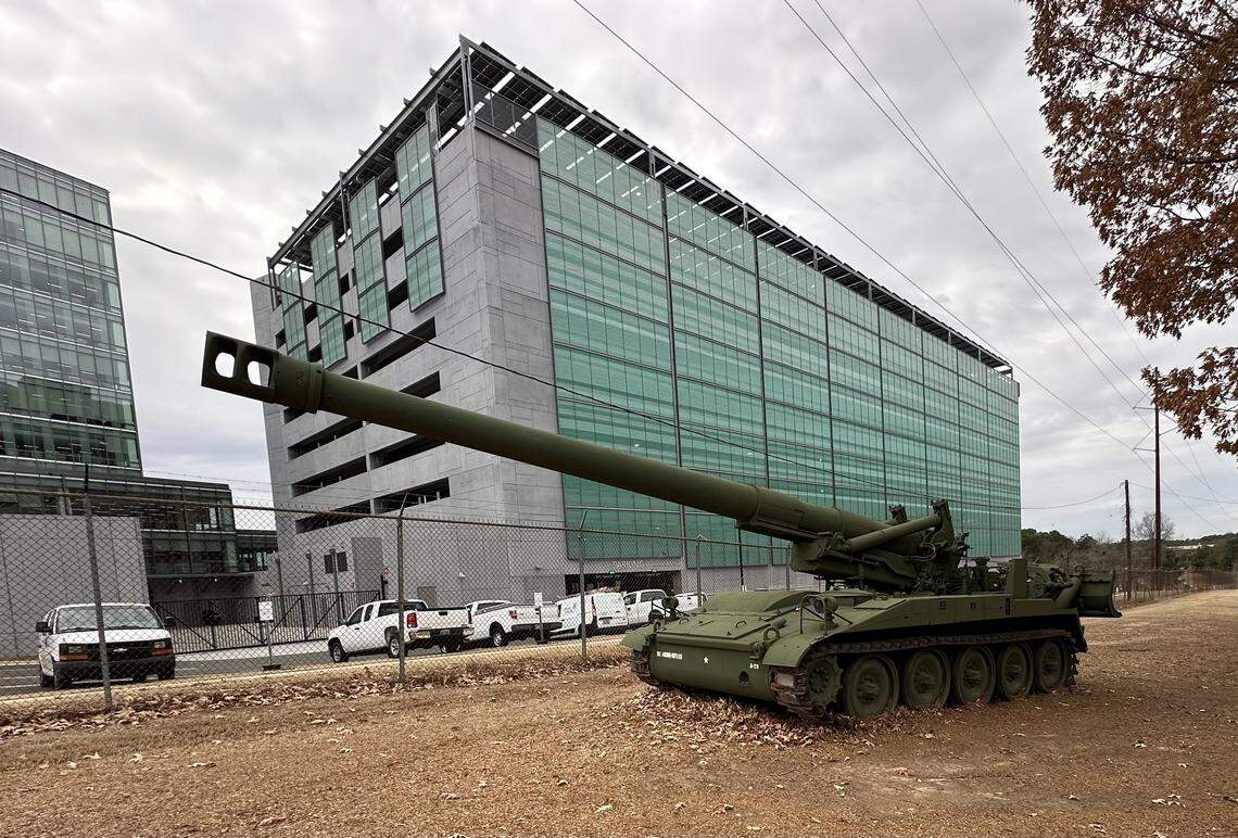 This M110A2 Howitzer will eventually be located in front of the N.C. National Guard Museum off Blue Ridge Road in Raleigh. For now, it’s being stored on Guard property next to the headquarters for the N.C. Department of Health and Human Services.