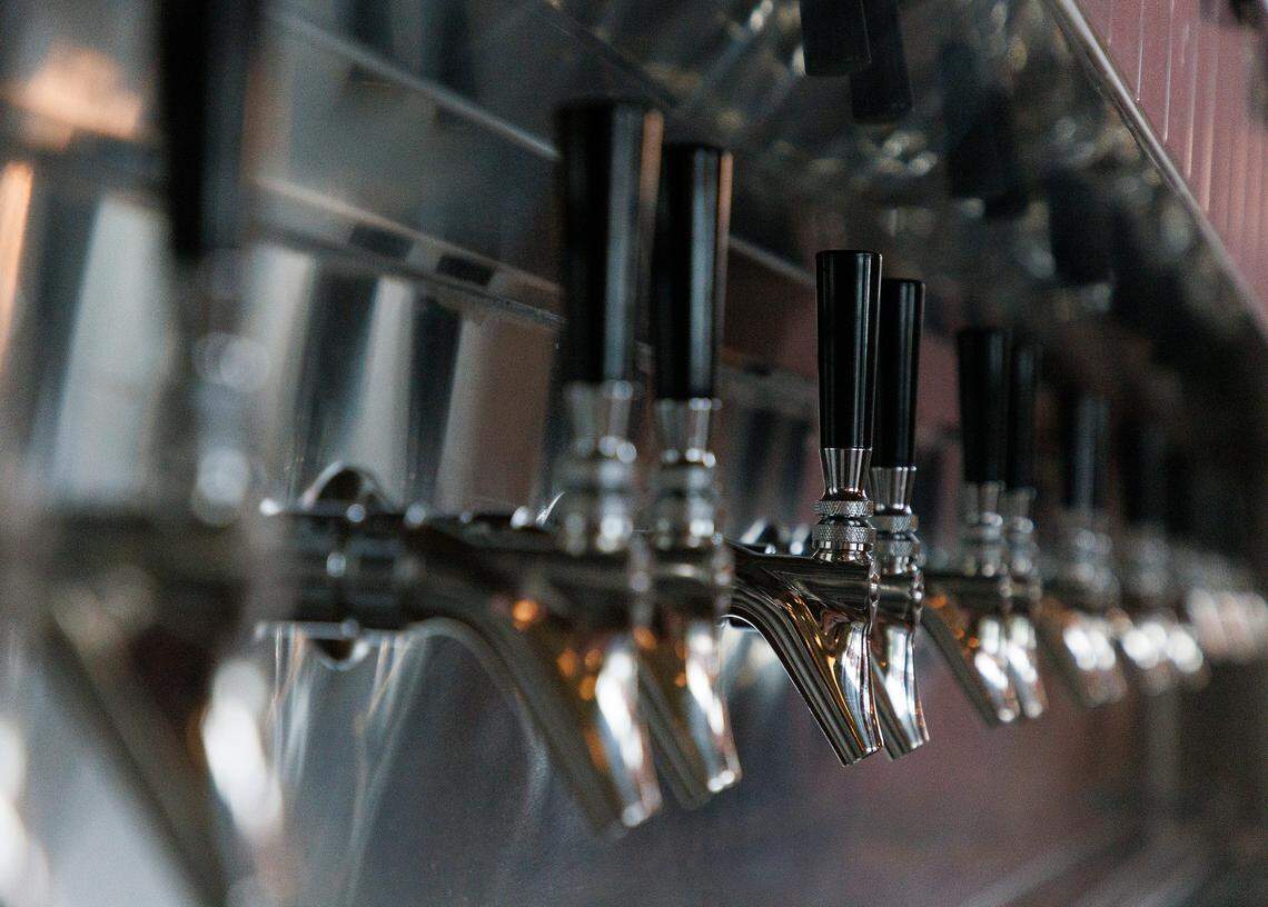 Taps line the walls of Jaguar Bolera in Raleigh, N.C., as seen on Tuesday, May 14, 2024.