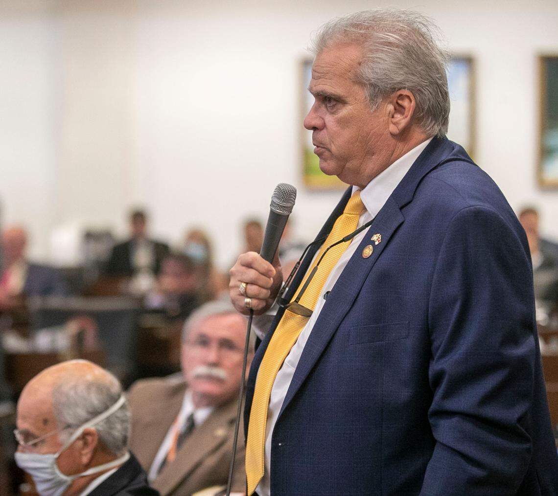 Rep. John Torbett of Stanley, N.C. speaks during the House session on Wednesday, September 8, 2021 in Raleigh, N.C.