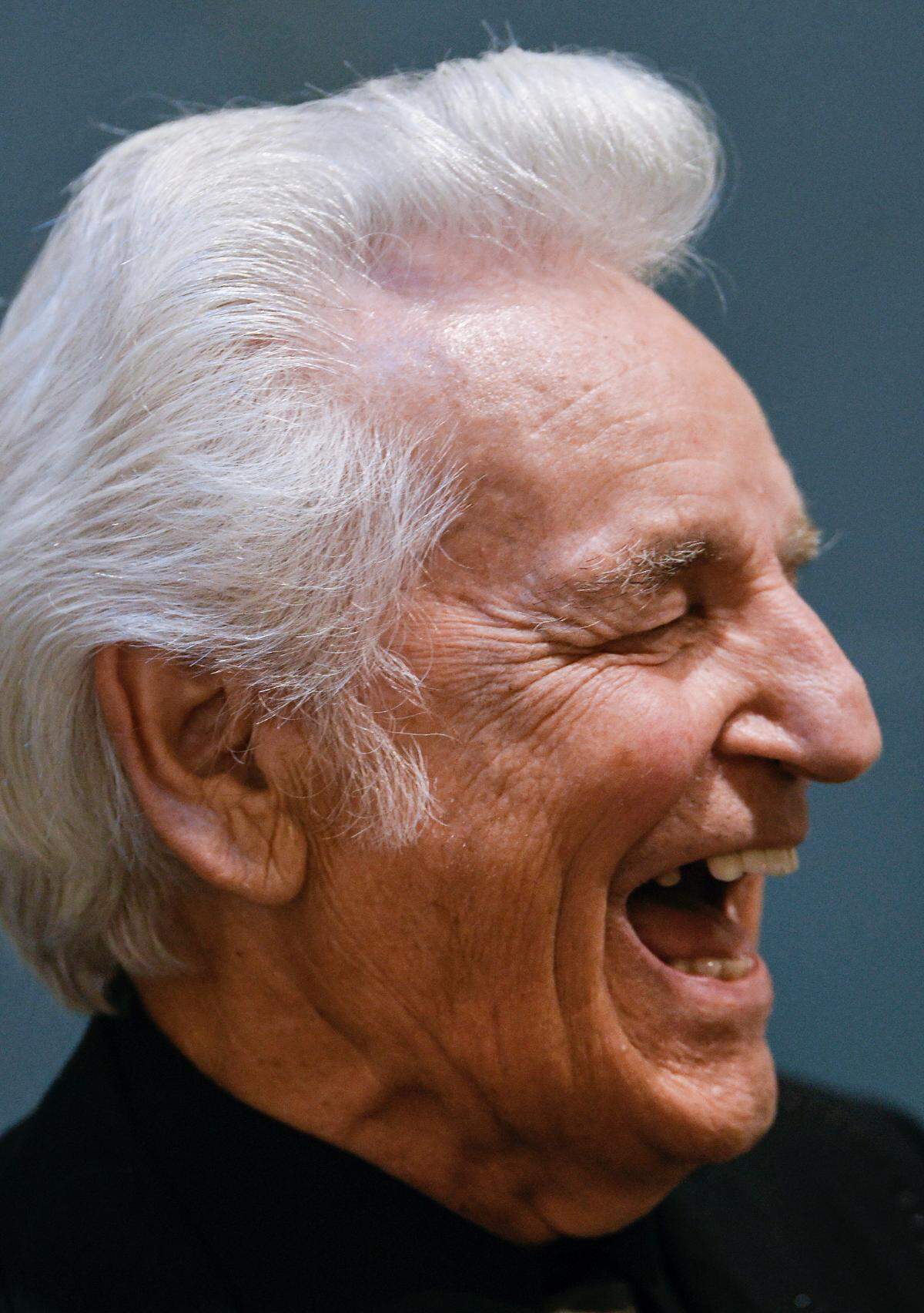 Del McCoury jokes backstage after sharing Male Vocalist of the Year honors at the at the 32nd Annual IBMA Bluegrass Music Awards in Raleigh, N.C., Thursday night, Sept. 30, 2021.