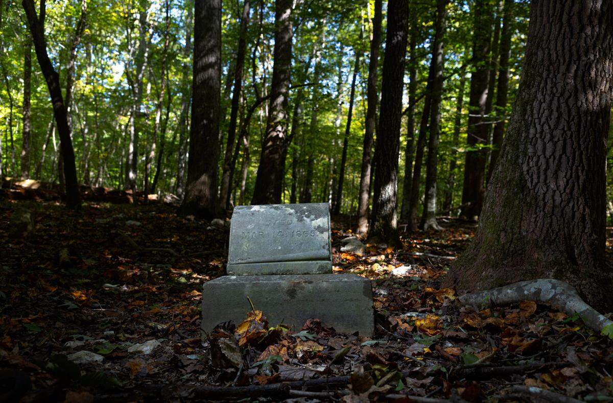 Gravestones in the Cabelands Cemetery in the Eno River State Park, photographed Friday, Oct. 7, 2022.