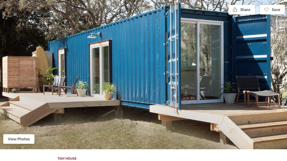 One of the two shipping container homes available as rentals at Carolina Beach, N.C.