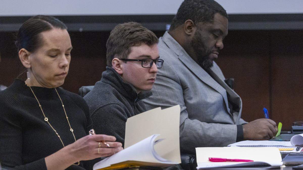 Austin Thompson, 18, who pleaded guilty in the 2022 mass shooting in the Hedingham neighborhood that killed five people, listens to testimony on the fifth day of his sentencing hearing Friday, Feb. 6, 2026, in Wake County Superior Court in Raleigh.