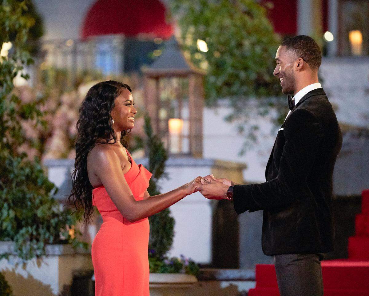Raleigh native Matt James and Khayhlah Epps of Durham in the season premiere of “The Bachelor” on ABC, which aired Monday, Jan. 4, 2021.