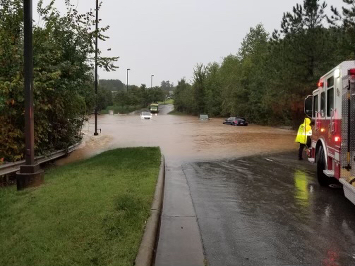 Raleigh police reported flooding at West Gate and Fast Park Drive Saturday morning, Oct. 9, 2021.