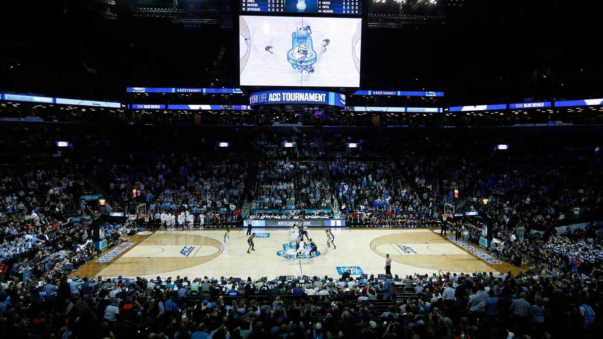North Carolina and Duke tipoff in the semifinals of the New York Life ACC Tournament at the Barclays Center in Brooklyn, N.Y., Friday, March 10, 2017.