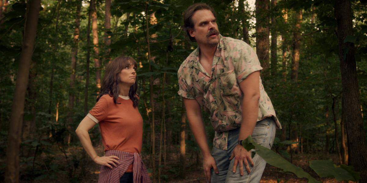 Winona Ryder, left, and David Harbour in Season 3 of the Netflix series “Stranger Things.”