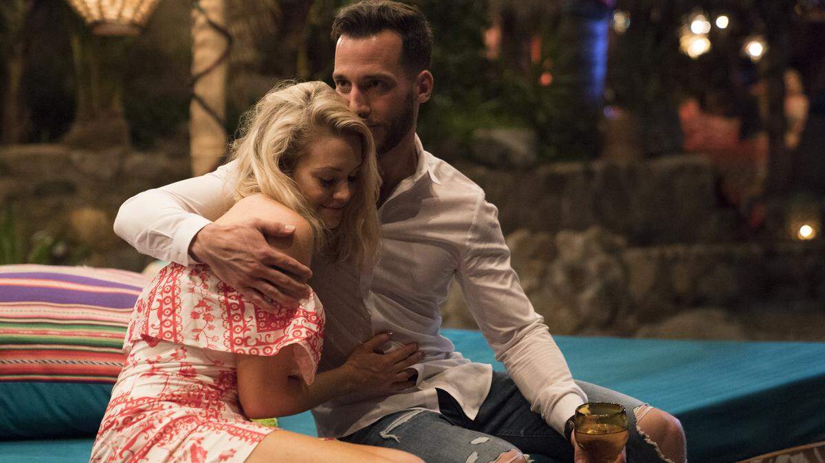 French Canadian prospect Benoit (right) arrived on Bachelor Island in the Aug. 21 episode and put a wrinkle in the relationship between Raleigh’s Jenna Cooper (left) and her previous love interest Jordan (not pictured).