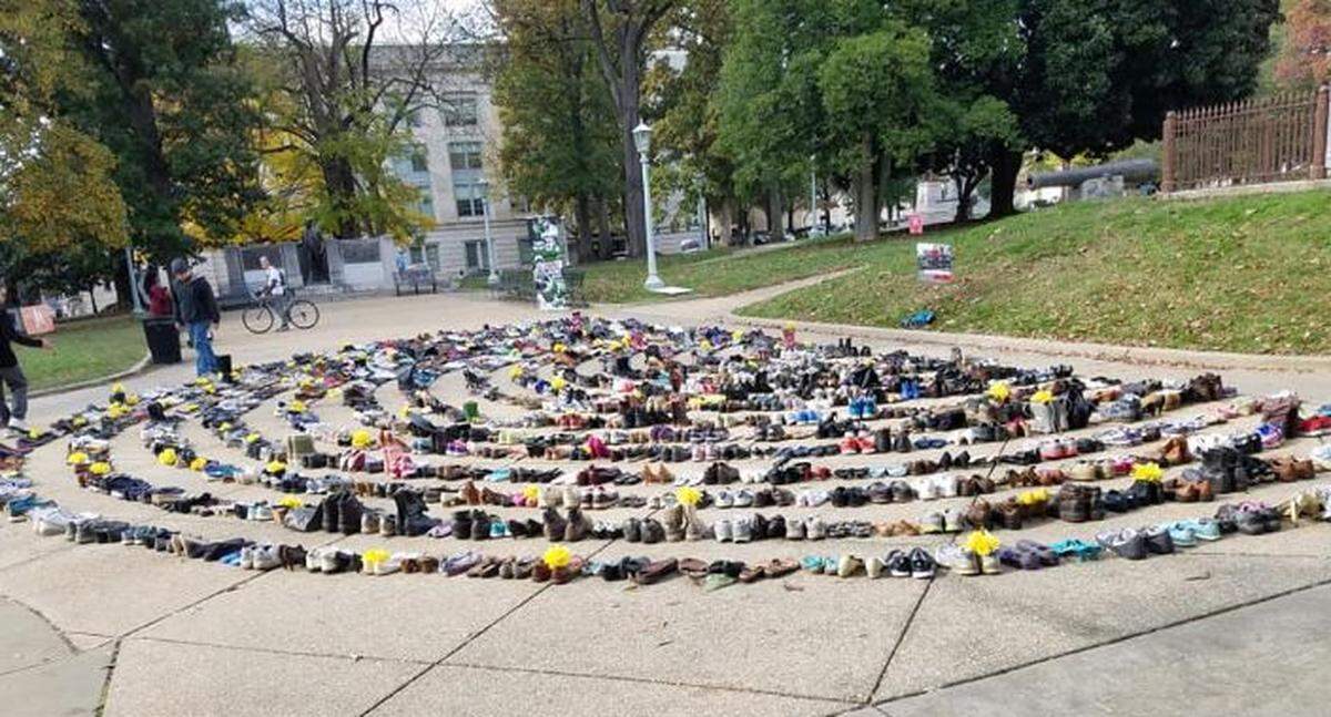 Shoes were laid out at the south end of the State Capitol in downtown Raleigh for World Day of Remembrance for Road Traffic Victims, Sunday, Nov. 18.