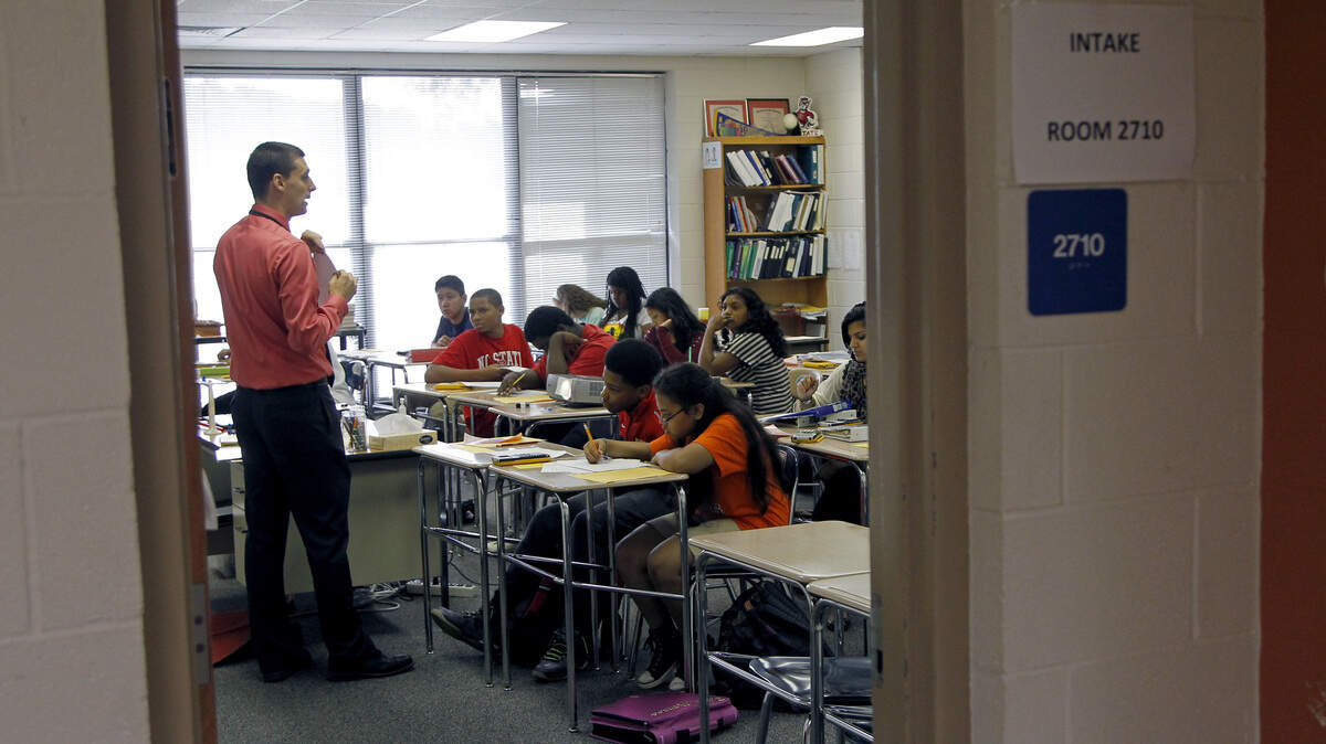 A math class underway at Athens Drive High School in Raleigh in 2014.