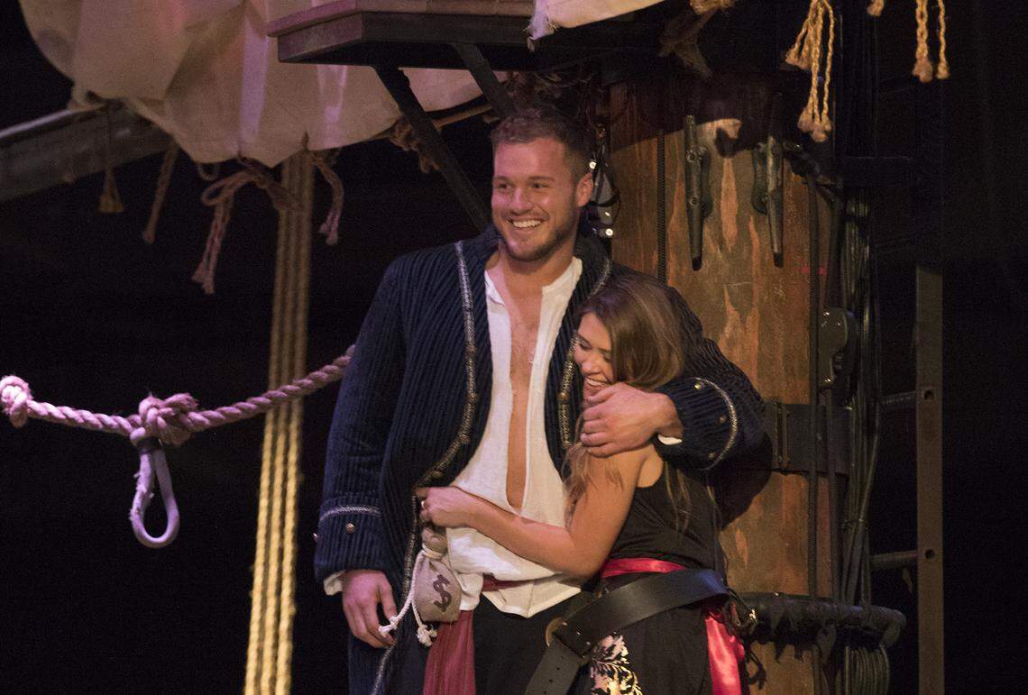 Colton Underwood, left with Caelynn Miller-Keyes in Season 23 of “The Bachelor.”