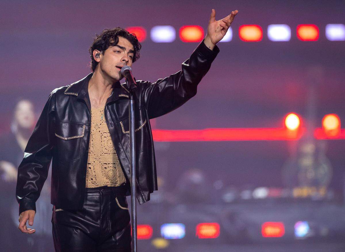 Joe Jonas performs during the Jonas Brothers’ “Five Albums, One Night” tour stop at the PNC Arena on Thursday, September 28, 2023 in Raleigh, N.C.