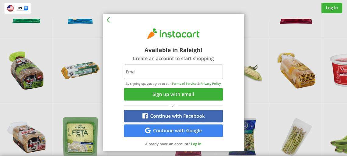 InstaCart delivers groceries from a large number of stores in the Raleigh area, including from Food Lion, Lowes Foods, Wegmans, Fresh Market, Publix Costco and Aldi.