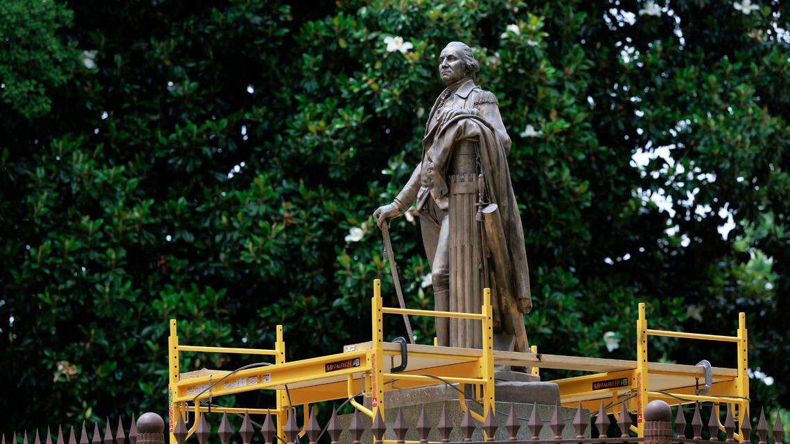A statue of George Washington has stood on the grounds of the North Carolina State Capitol in Raleigh since 1857. It’s been four decades since it was last refurbished