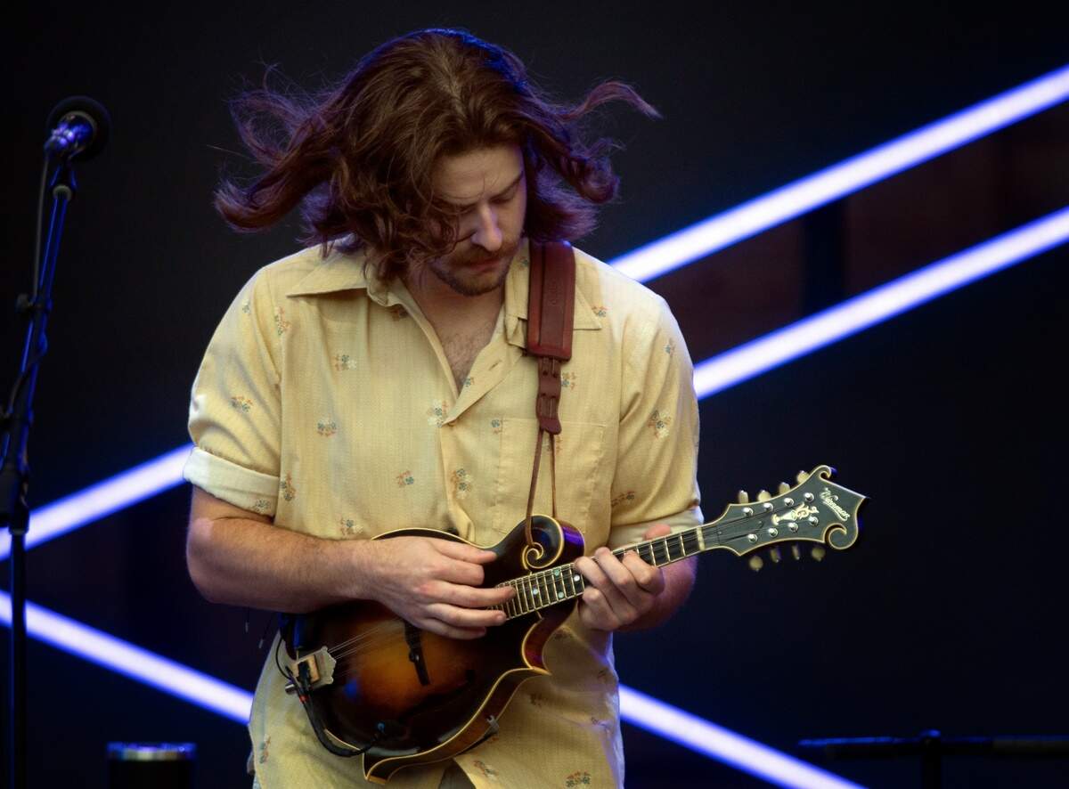 Jarrod Walker picks the mandolin as Billy Strings and his band play the first of three nights at Cary, N.C.’s Booth Amphitheater, Thursday, June 23, 2022.