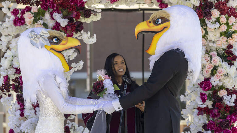 NC Central mascots Eddie and Annie Eagle got married. Meet Durham’s lovebirds