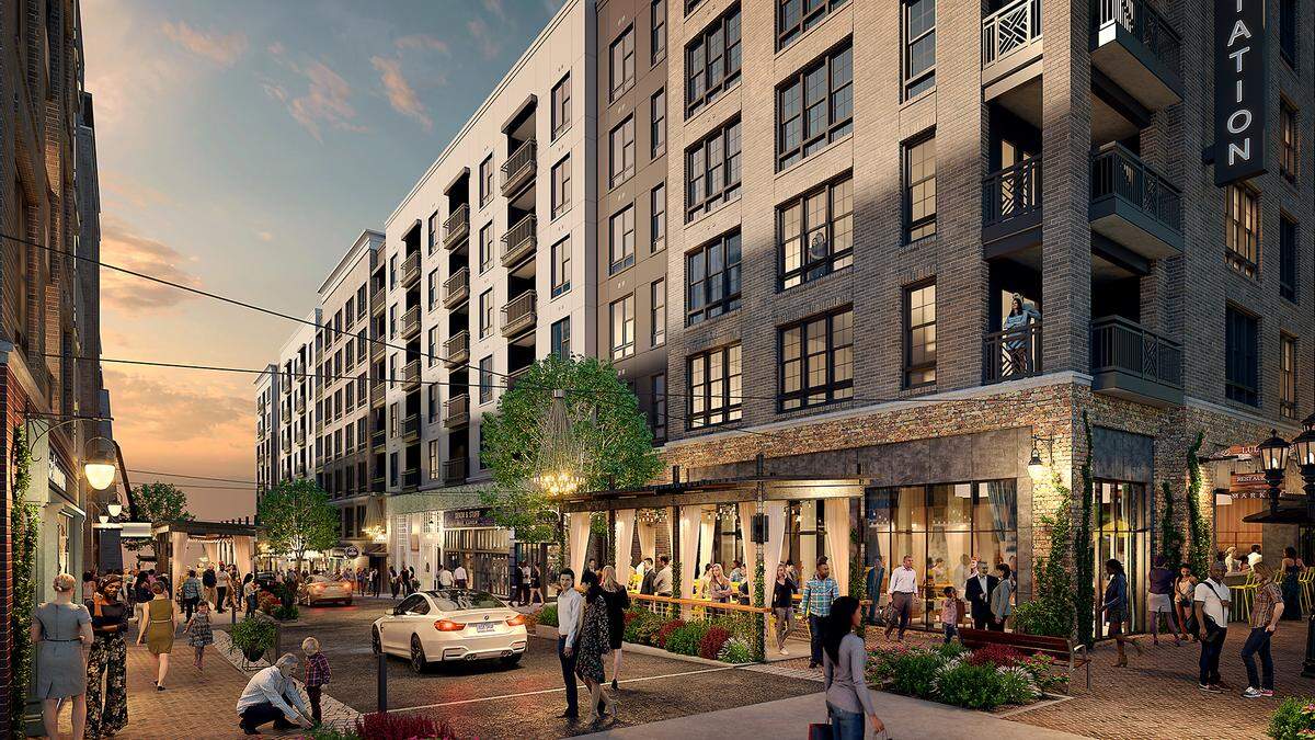 A rendering of the newly redeveloped Seaboard Station property in Raleigh on West Peace Street.