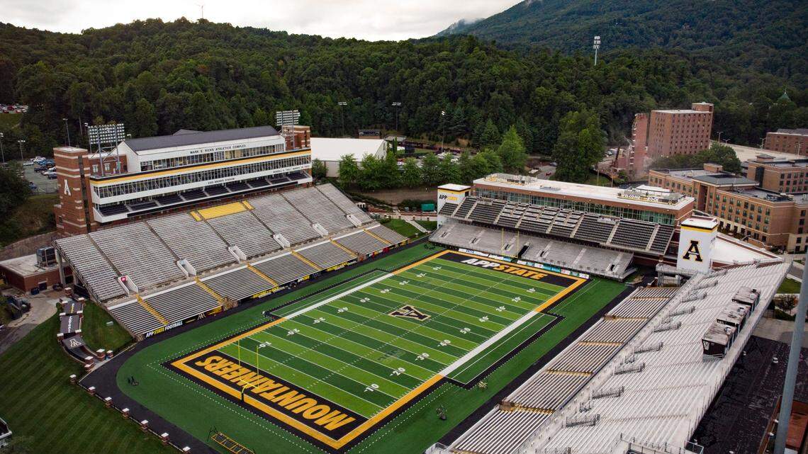 Kidd Brewer Stadium, also known as The Rock, on the campus of Appalachian State University in Boone, N.C., Tuesday, Aug. 30, 2022. The stadium will host this weekends game between Appalachian State and UNC.