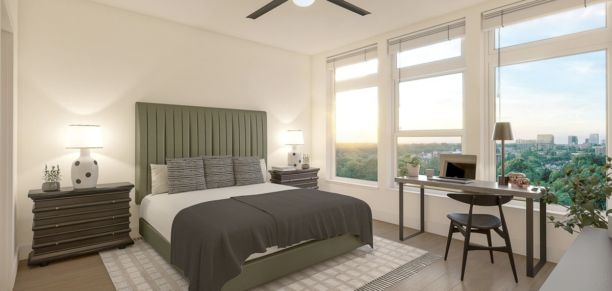 Renderings of Mira Raleigh, a 288-unit building has opened its doors at 121 Kindley St. in downtown Raleigh.