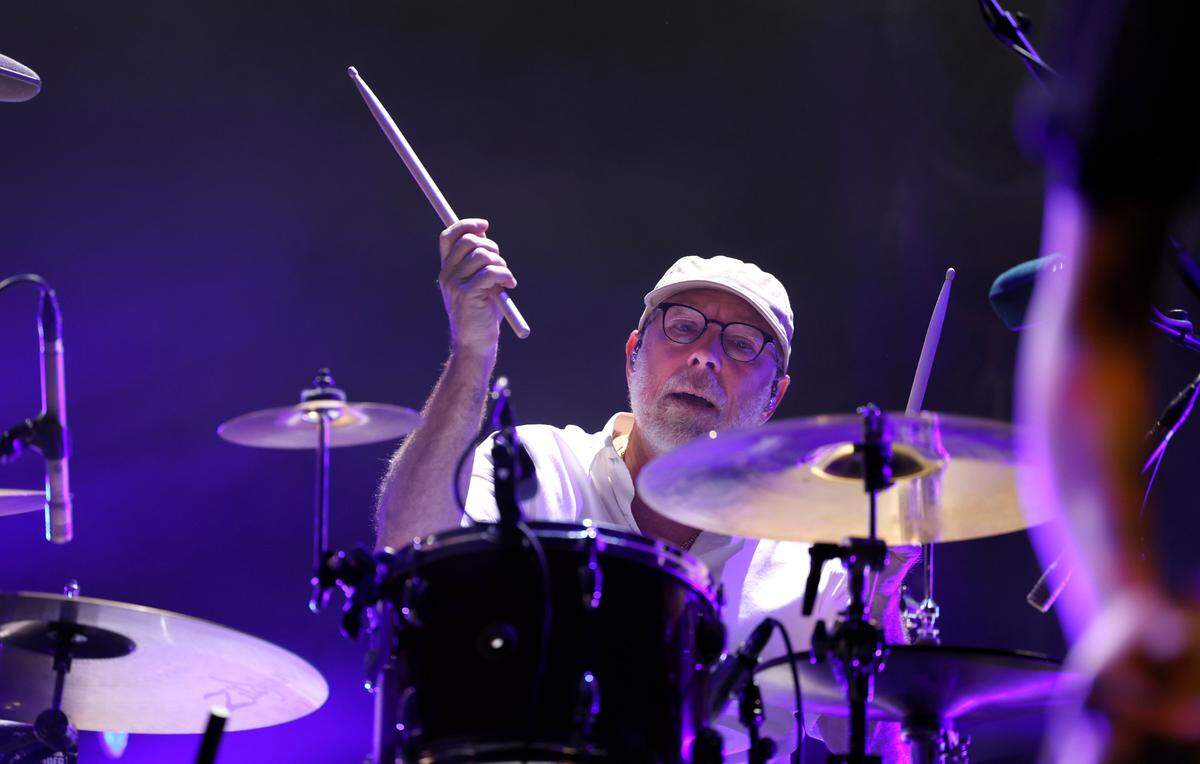 David Lovering plays as the Pixies play at Red Hat Amphitheater in Raleigh, N.C., during their North American tour on Friday, June 16, 2023.