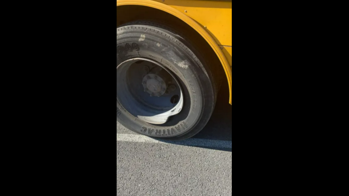 A tire was damaged after the school bus veered into a ditch, Virginia officials said.