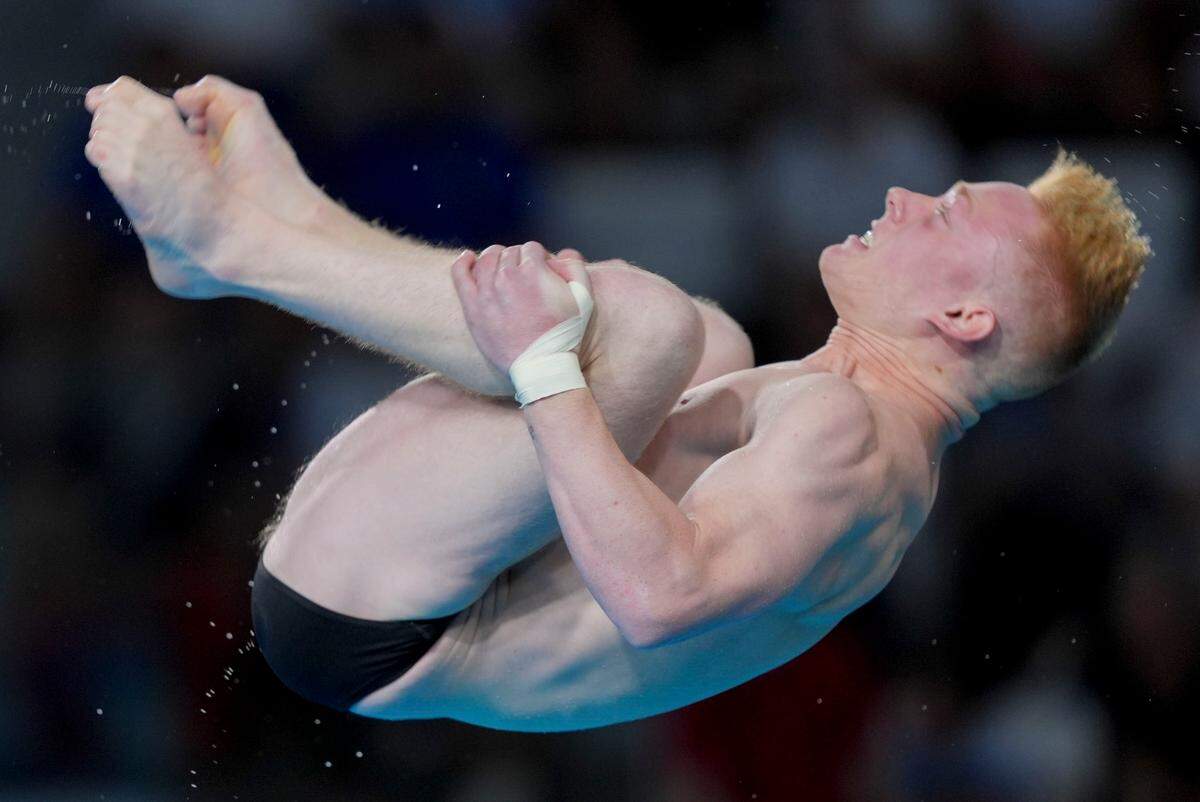 Aug 7, 2024; Paris, France; Andrew Capobianco (USA) during the Paris 2024 Olympic Summer Games at Aquatics Centre.
