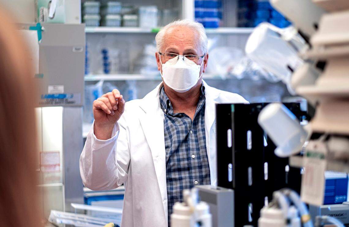 Ralph Baric, seen here at the UNC Gillings School of Public Health laboratory in September 2021, has over four decades of researching coronaviruses built the foundation for the rapid response and development of COVID-19 vaccines and treatments.