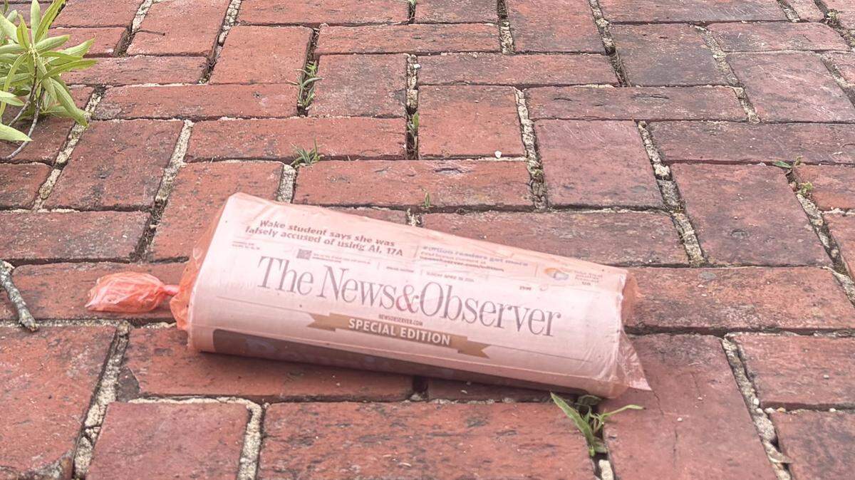 The News & Observer delivered on a front walk.