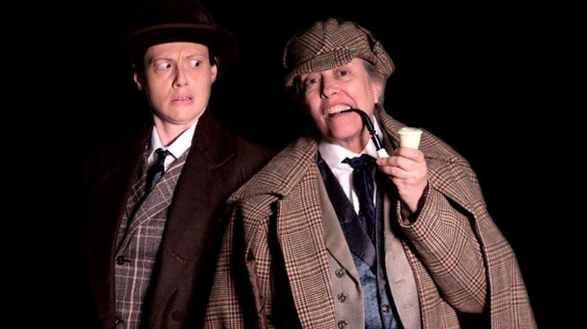 From left, Laurel Ullman as Watson and Mary Rowland as Holmes in Raleigh Little Theatre’s production of “Baskerville: A Sherlock Holmes Mystery” by Ken Ludwig.