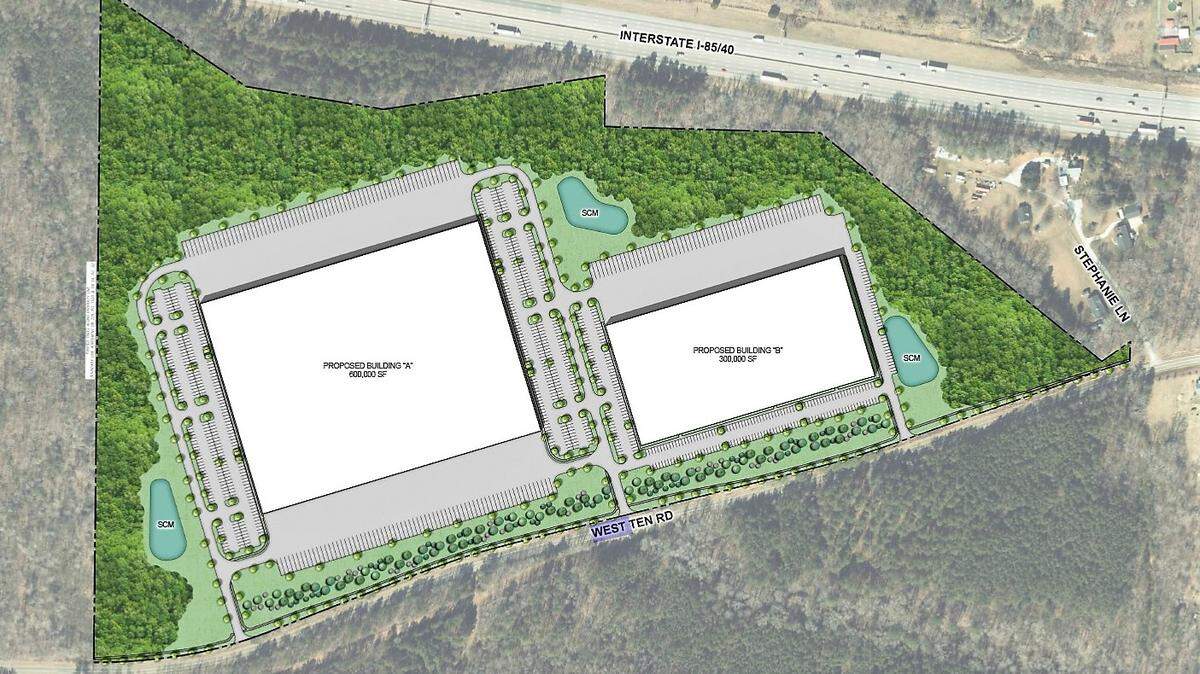 A Winston-Salem developer wants to build 900,000 square feet of warehouse and light industrial space in two buildings on West Ten Road in Orange County.